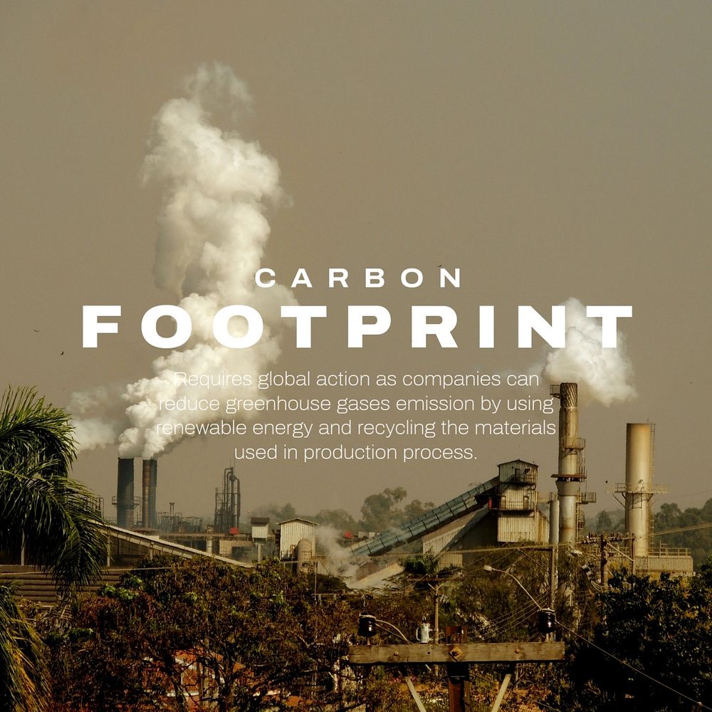 Carbon footprint Facebook ad template, global warming design