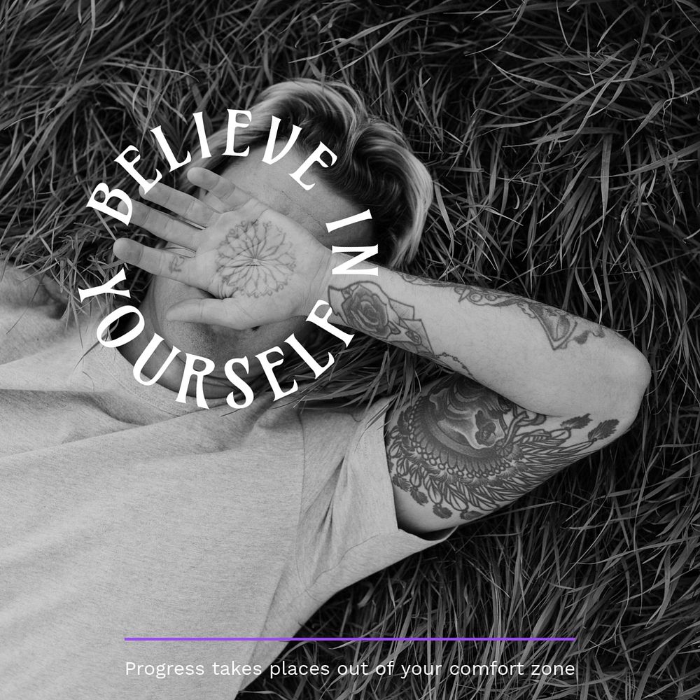 Life quote Facebook post template, monochrome editable design