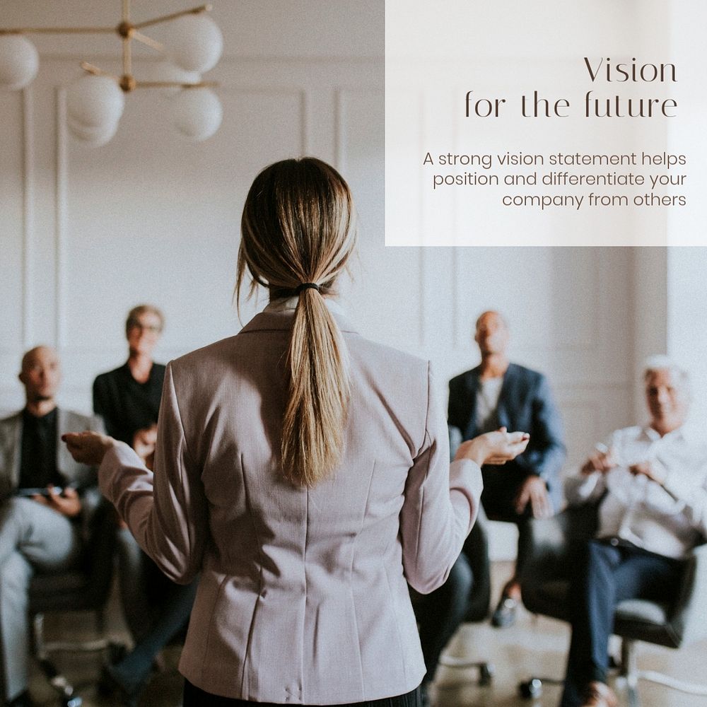 Business vision Instagram post template, businesswoman photo