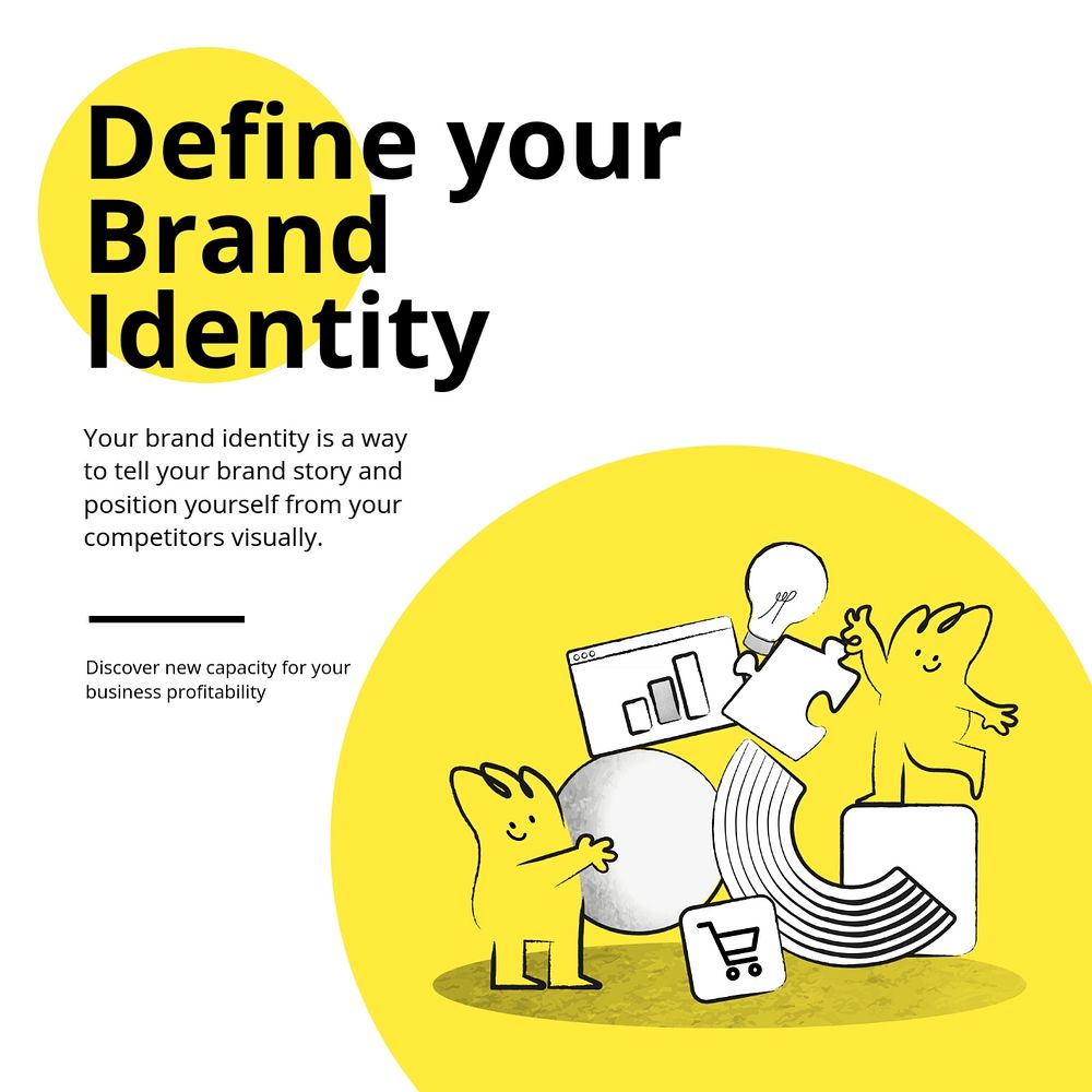 Brand identity Instagram post template, business doodle