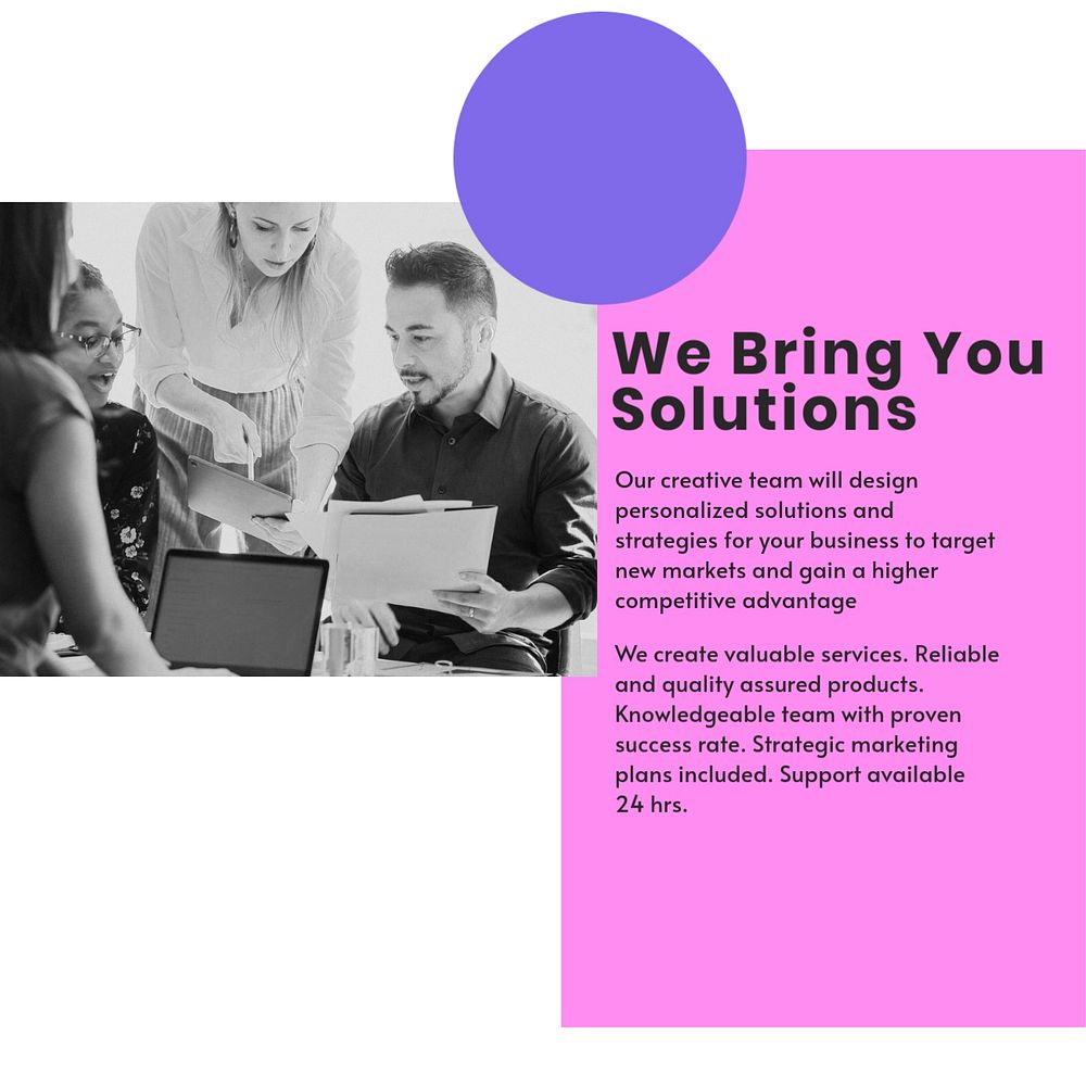 Pink geometric Instagram post template, professional business