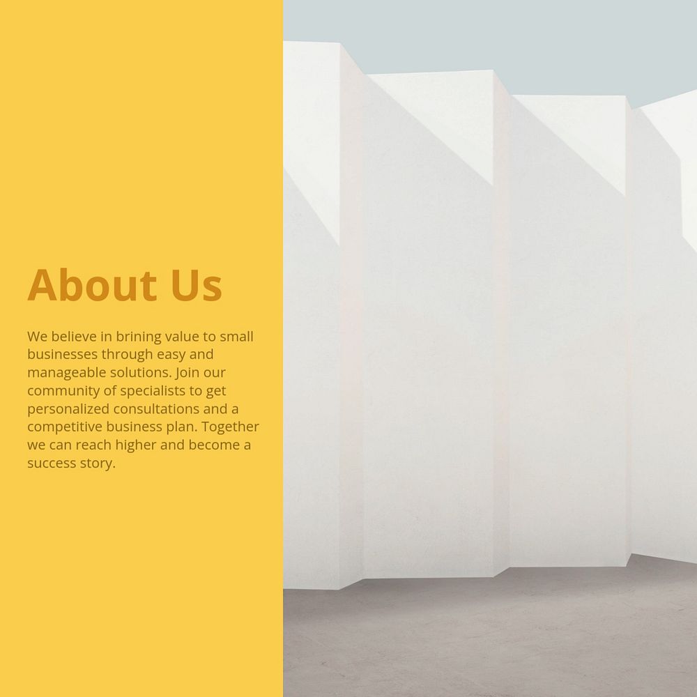 About us Instagram post template, minimal architecture photo
