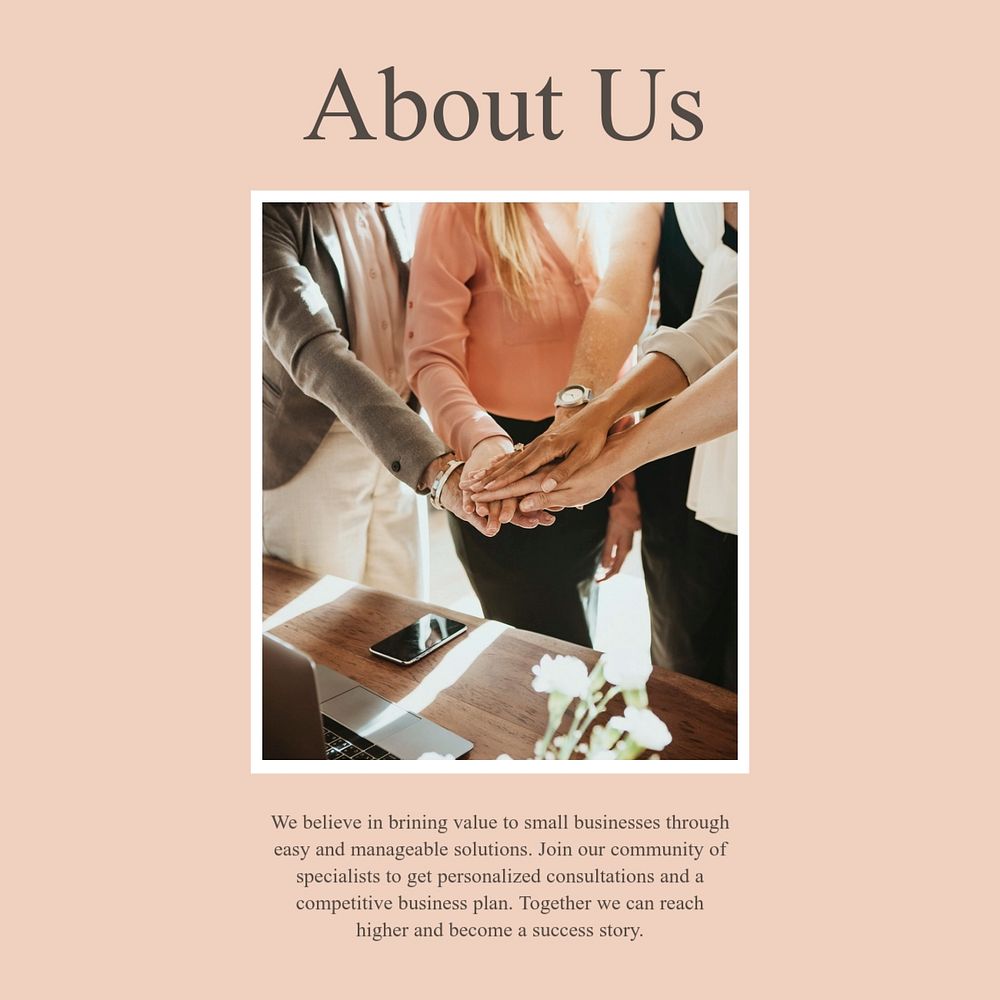Pink business Instagram post template, about us topic