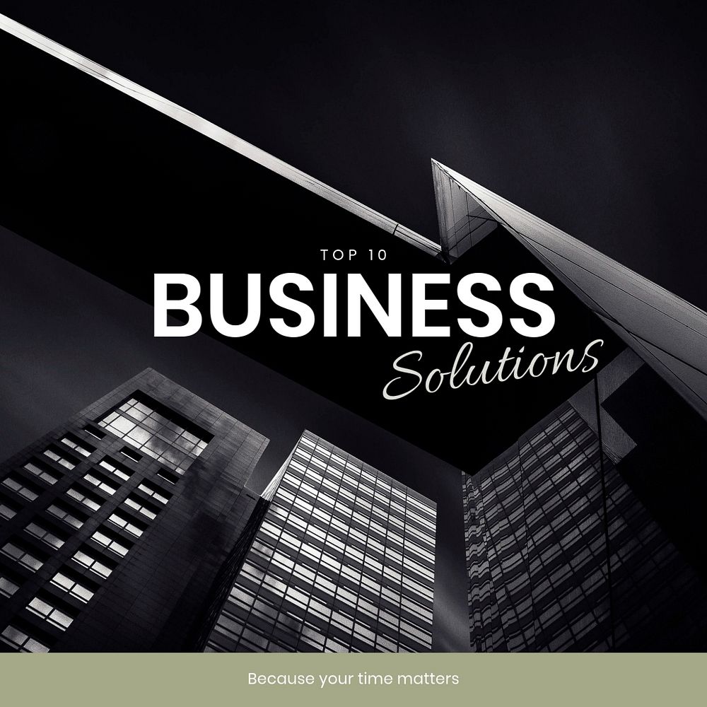 Business solutions Instagram post template, office building aesthetic