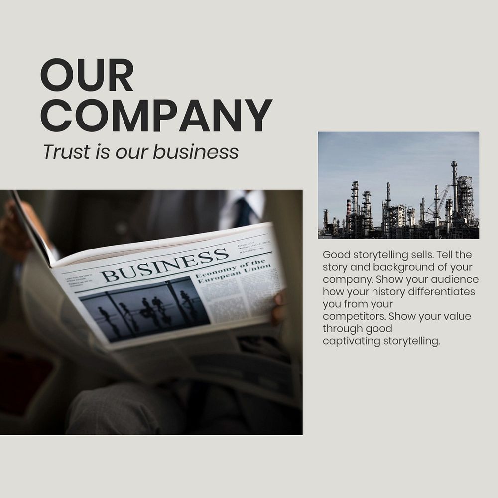 Our company Instagram post template, industrial business