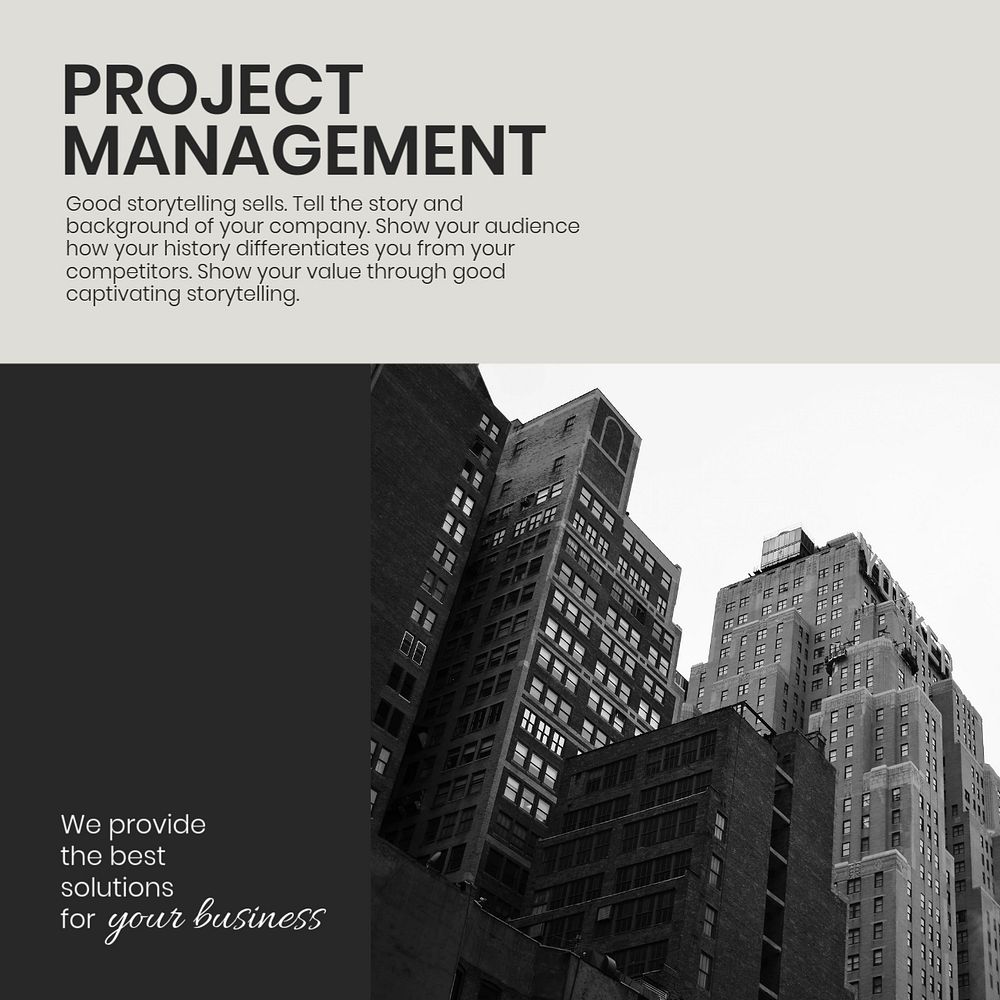 Project management Instagram post template, modern business design