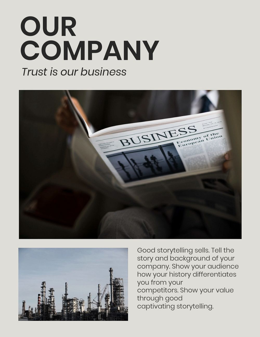 Our company flyer editable template, industrial business