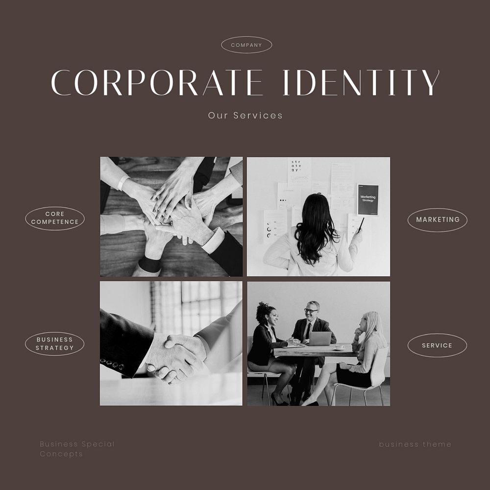 Corporate identity Instagram post template, brown aesthetic 