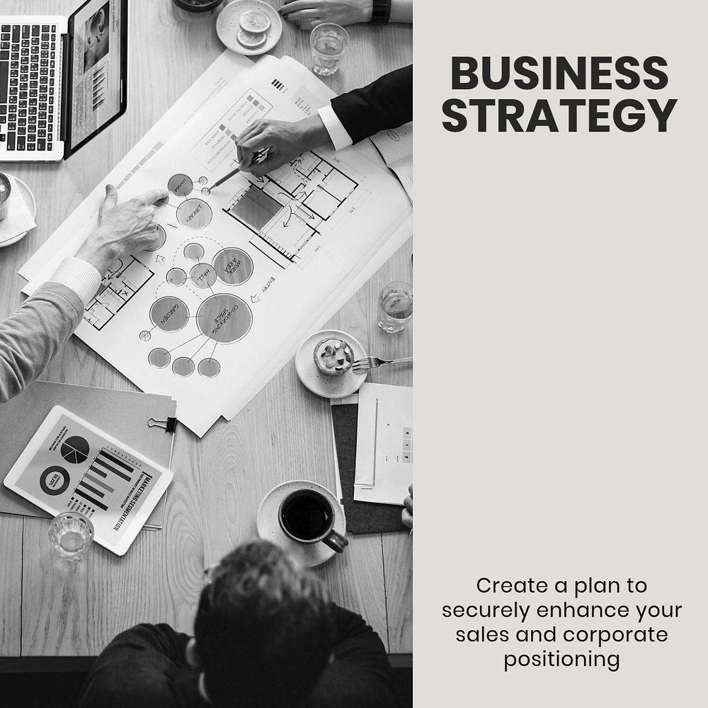 Business strategy Instagram post template, modern design