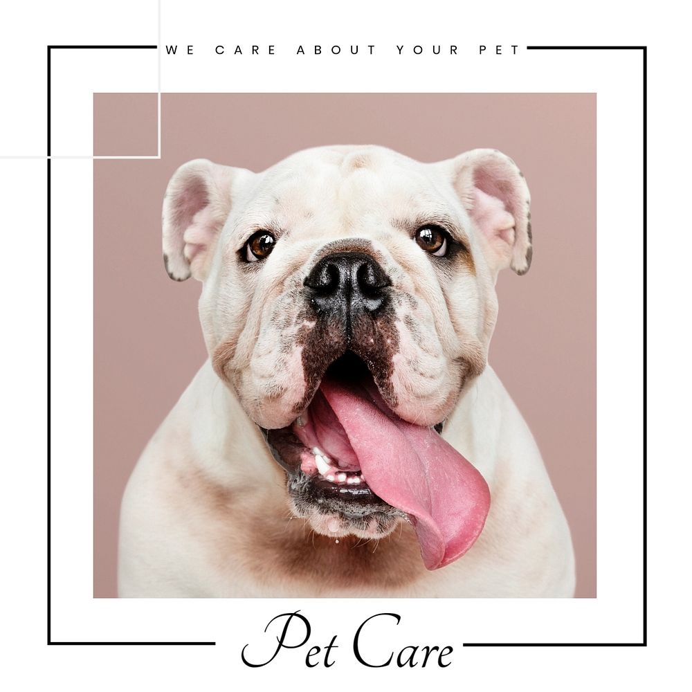 Cute puppy Instagram post template, pet care business ad