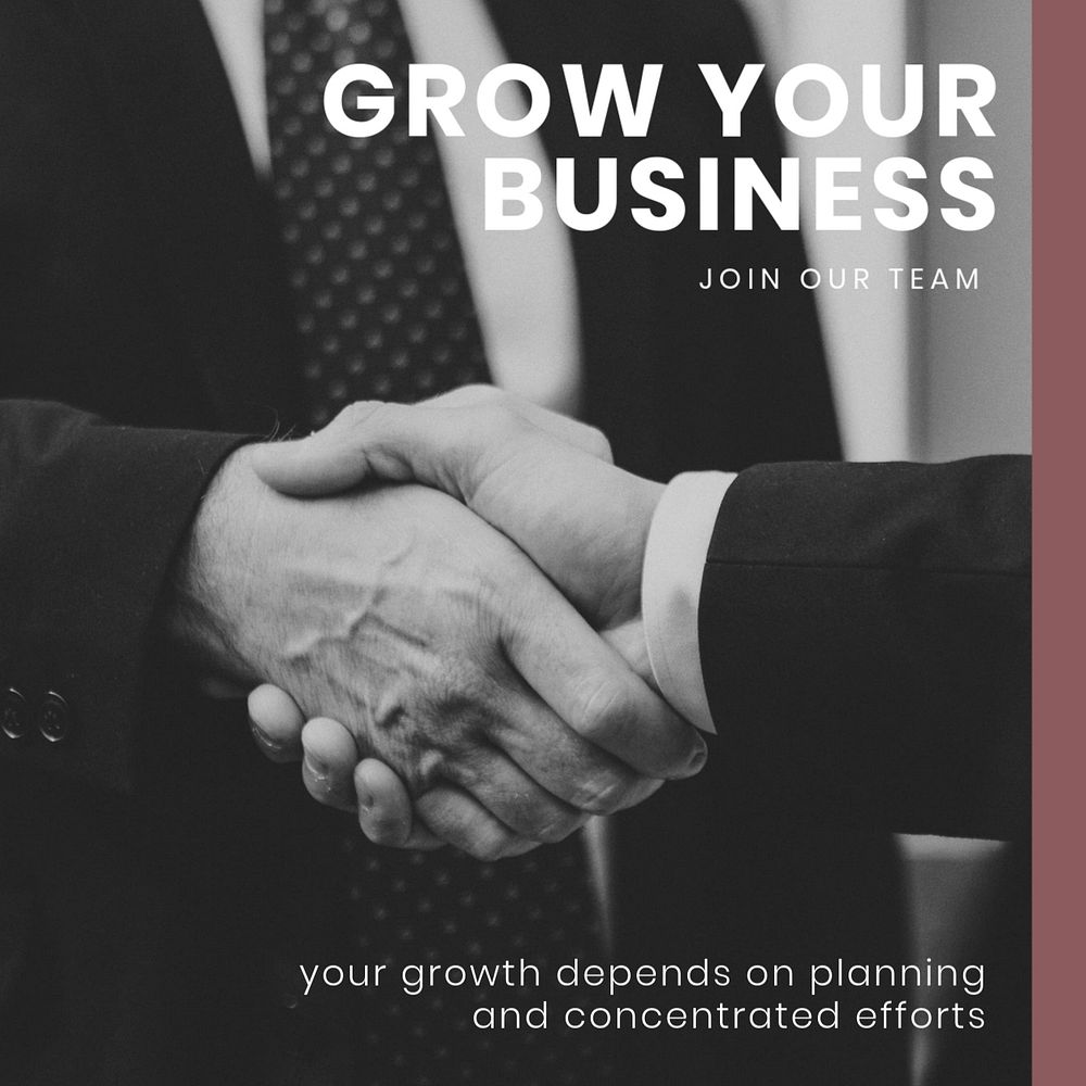 Business growth Instagram post template, men shaking hands