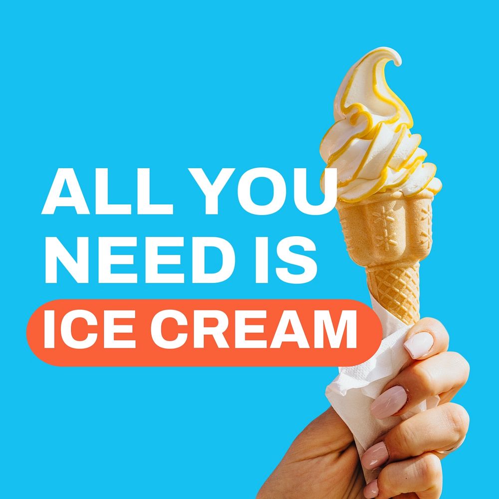 Soft serve Instagram post template, food quote