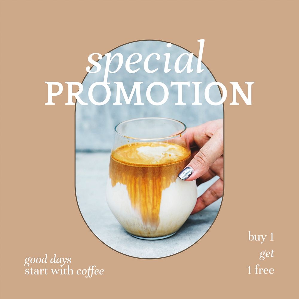 Coffee shop Facebook ad template, editable design