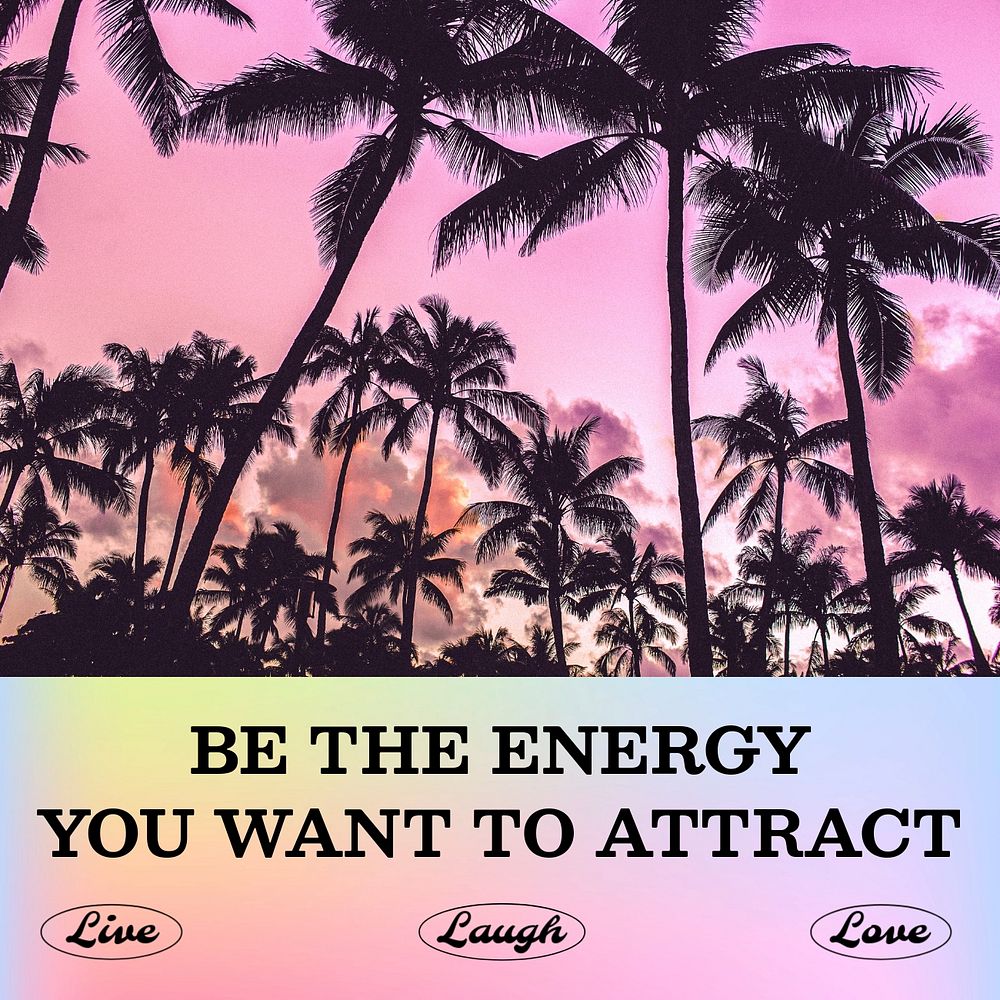 Pink tropical Instagram post template, positive quote