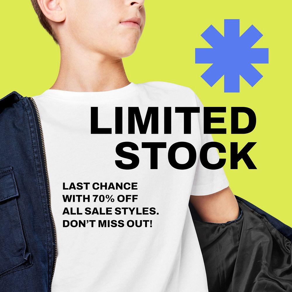 Kids' apparel Instagram post template, limited stock