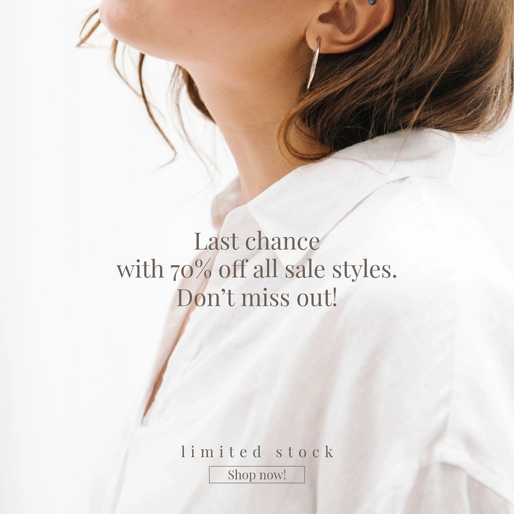 Sale promotion instagram ad template, fashion aesthetic, editable design