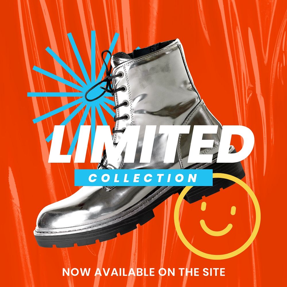 Funky fashion Instagram post template, limited collection ad