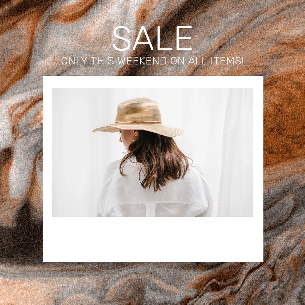 Sale promotion instagram ad template, marble aesthetic, editable design