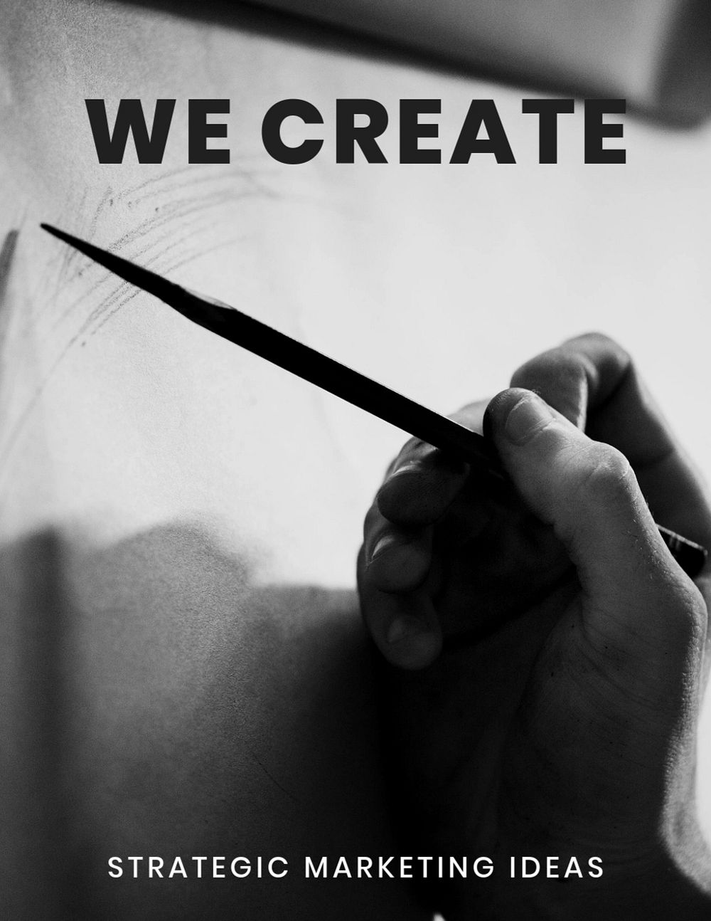 Marketing strategy flyer editable template, black and white design