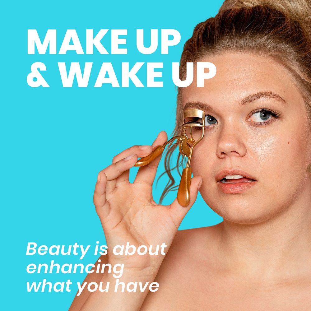 Makeup beauty Instagram post template, blue ad design