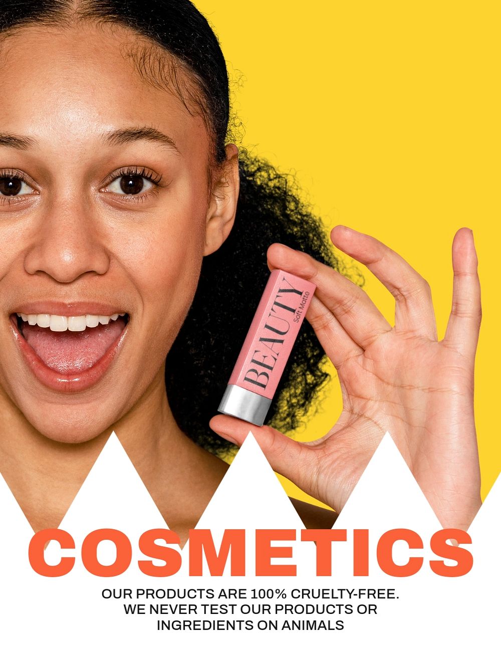 Cruelty-free cosmetics flyer editable template, beauty ad