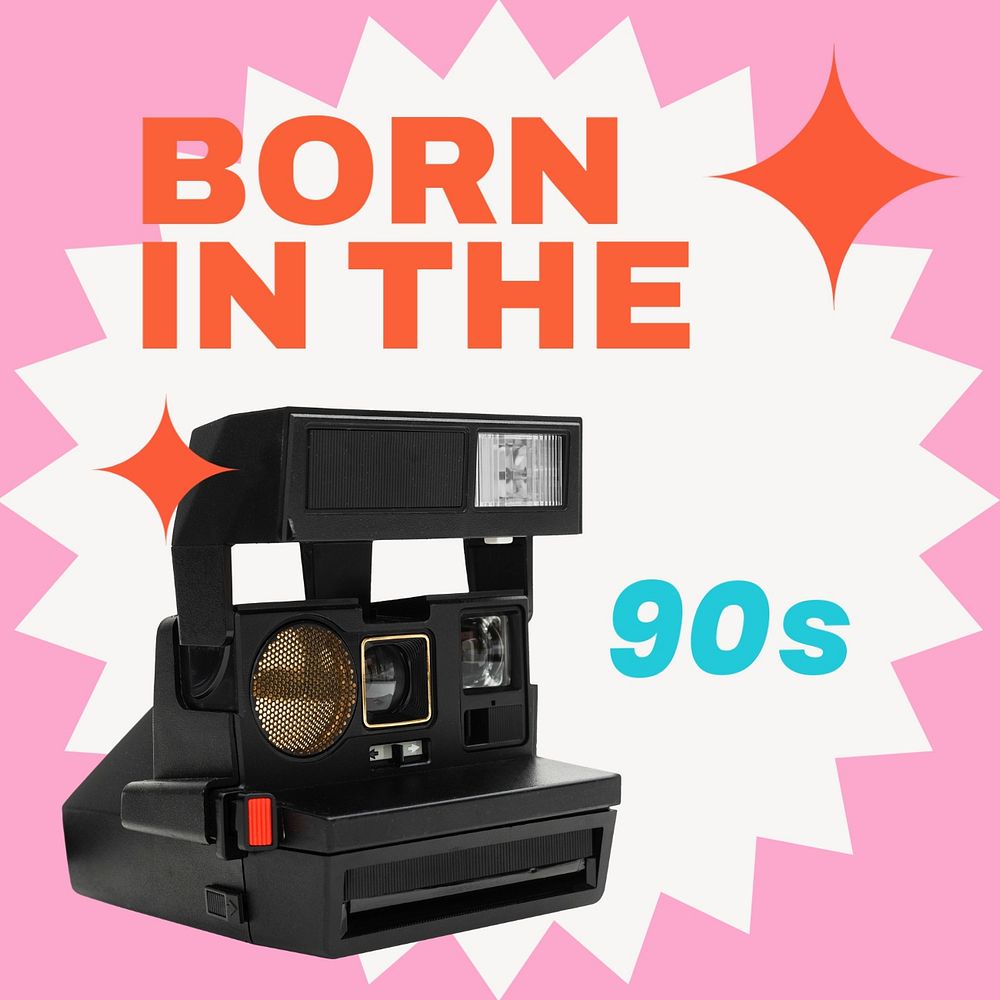 Retro aesthetic Instagram post template, pink funky design