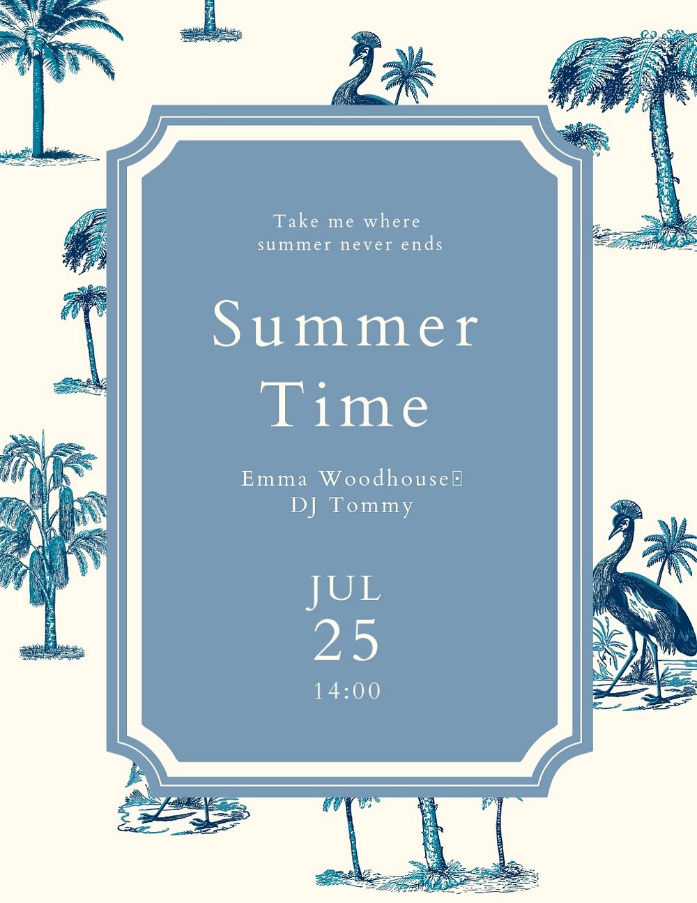 Beach party flyer template, editable design