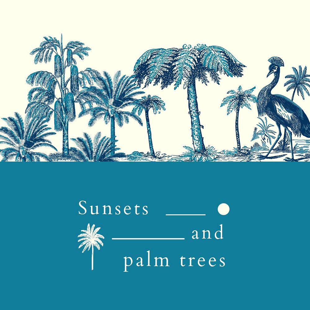 Vintage tropical Instagram post template, editable text