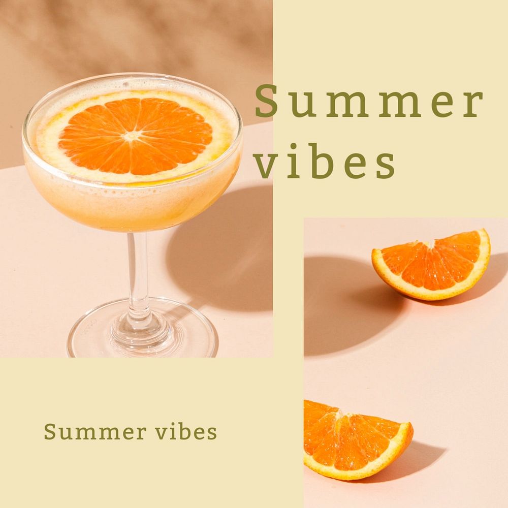 Summer vibes Facebook post template, editable text