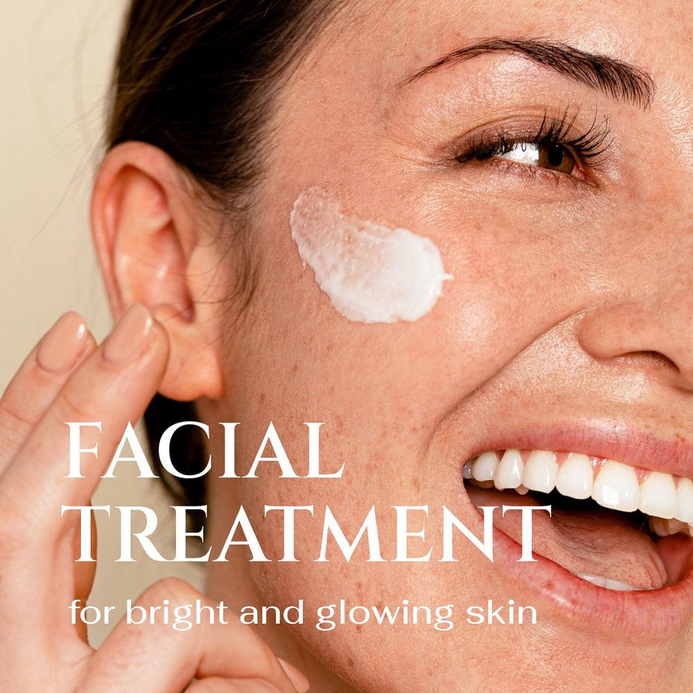 Facial treatment Instagram post template, editable brown design