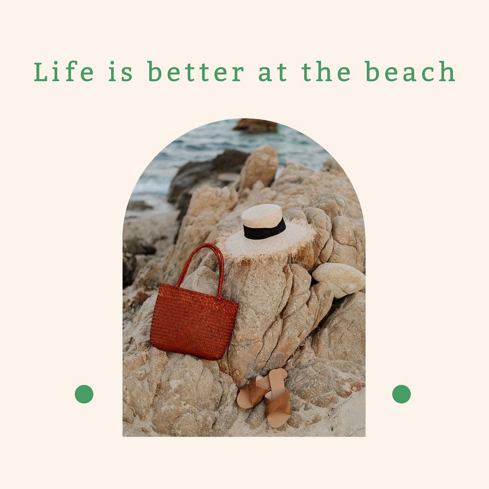 Beach quote Facebook post template, editable text
