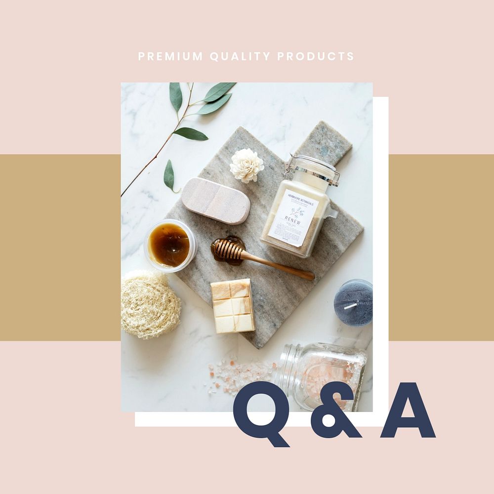 Product Q&A Instagram post template, editable minimal design