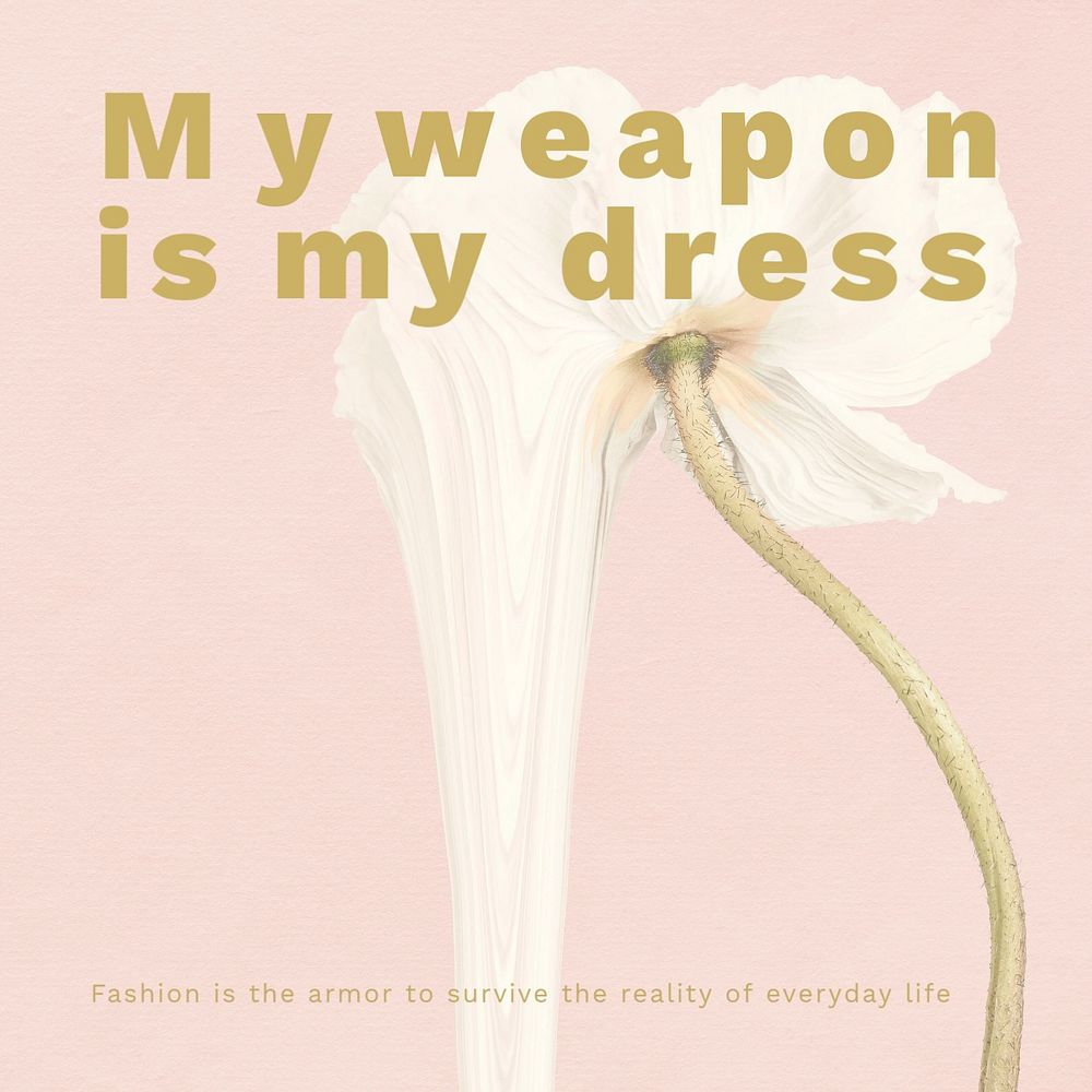 Fashion quote Instagram post template, surreal flower design