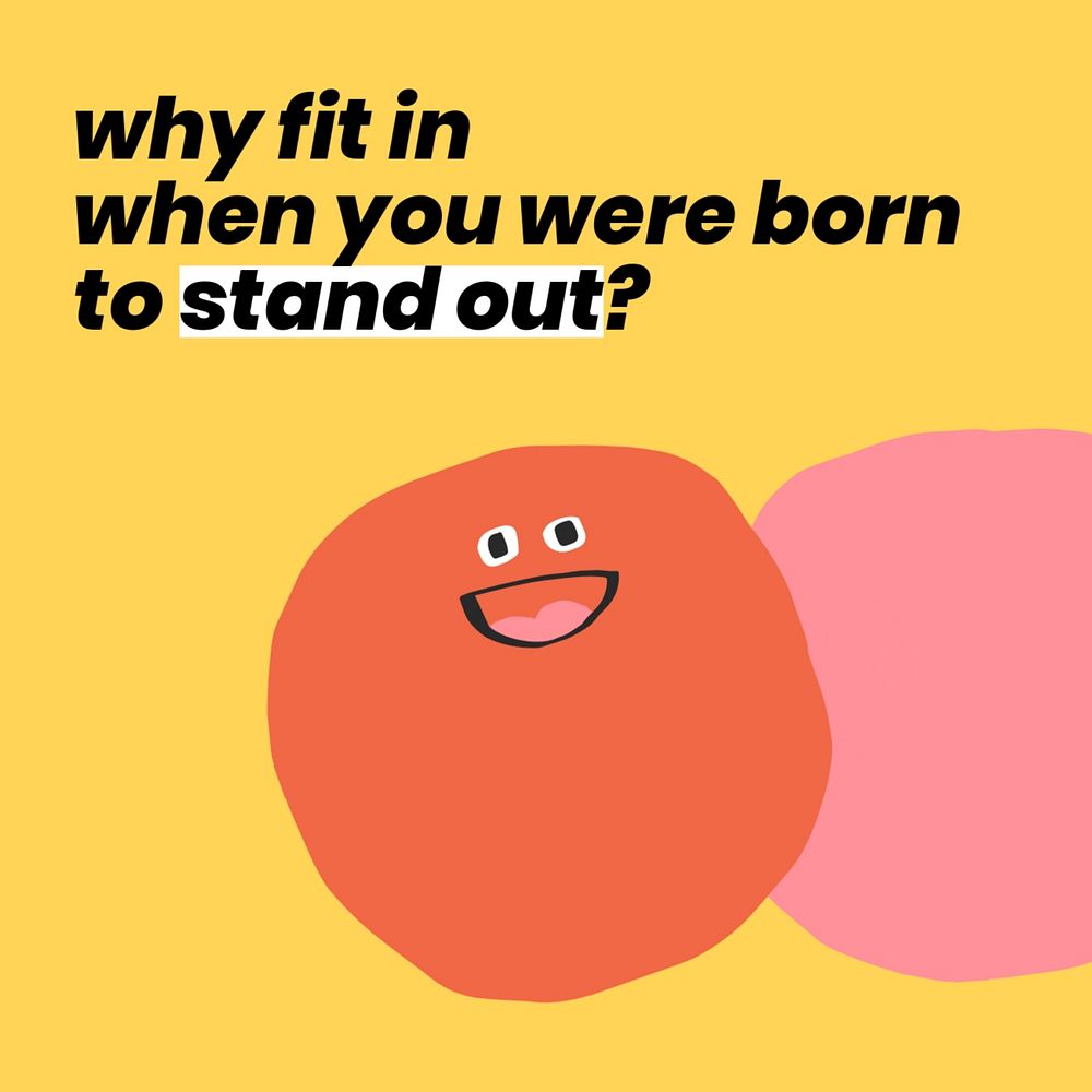 Encouragement quote instagram post template, cute emoji doodle, editable text