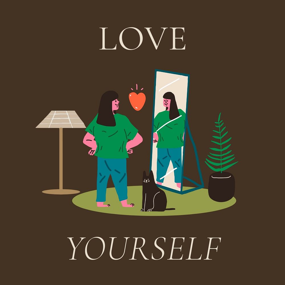 Self love Instagram post template, cute editable design
