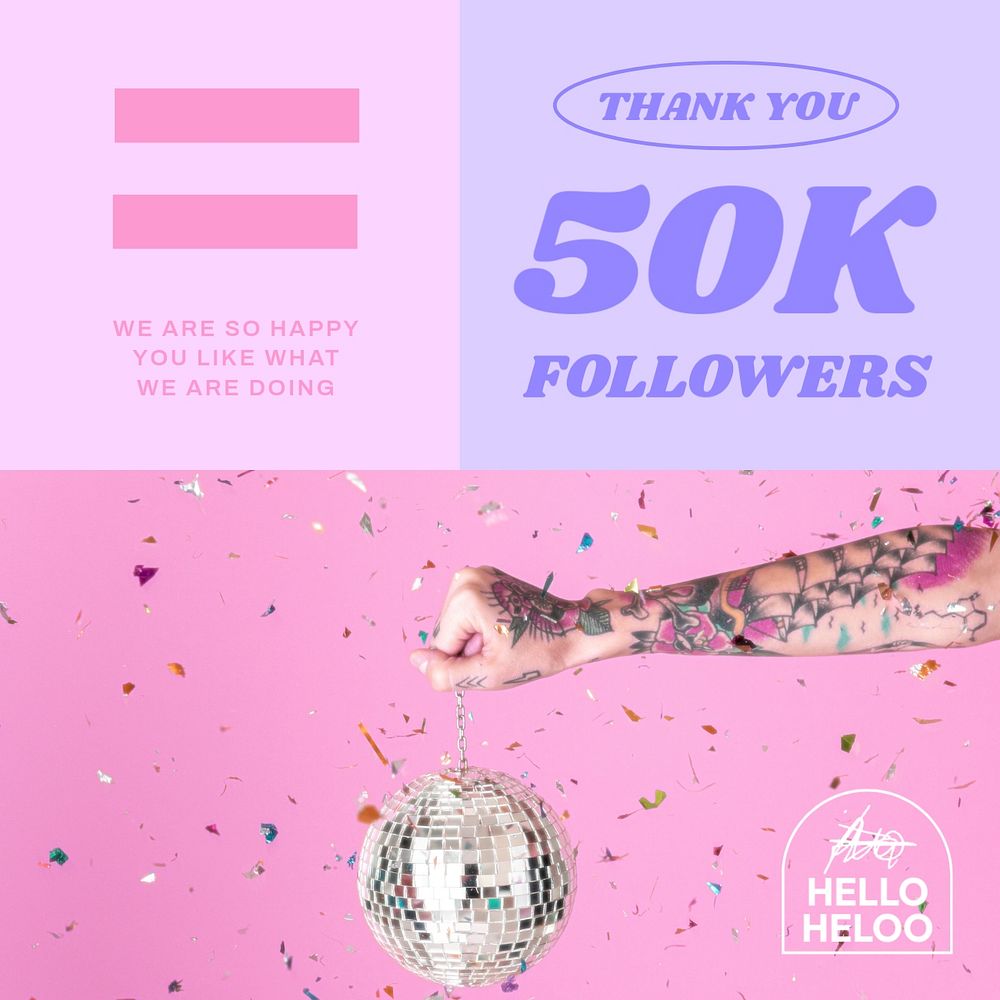 Thank you Instagram post template, pink party aesthetic