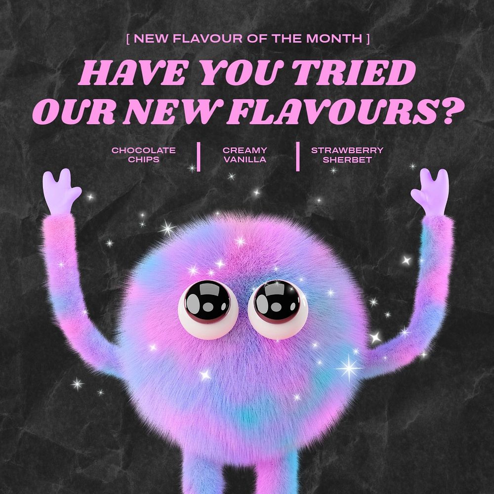Ice-cream shop Instagram post template, colorful monster