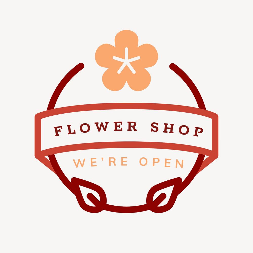 Flower shop logo business template, editable design