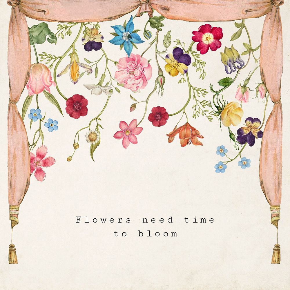 Short quote instagram post template, vintage botanical design, editable text