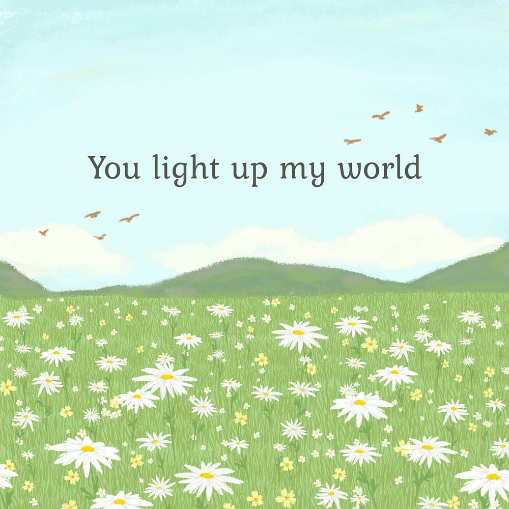 Romantic quote Facebook post template, floral editable design