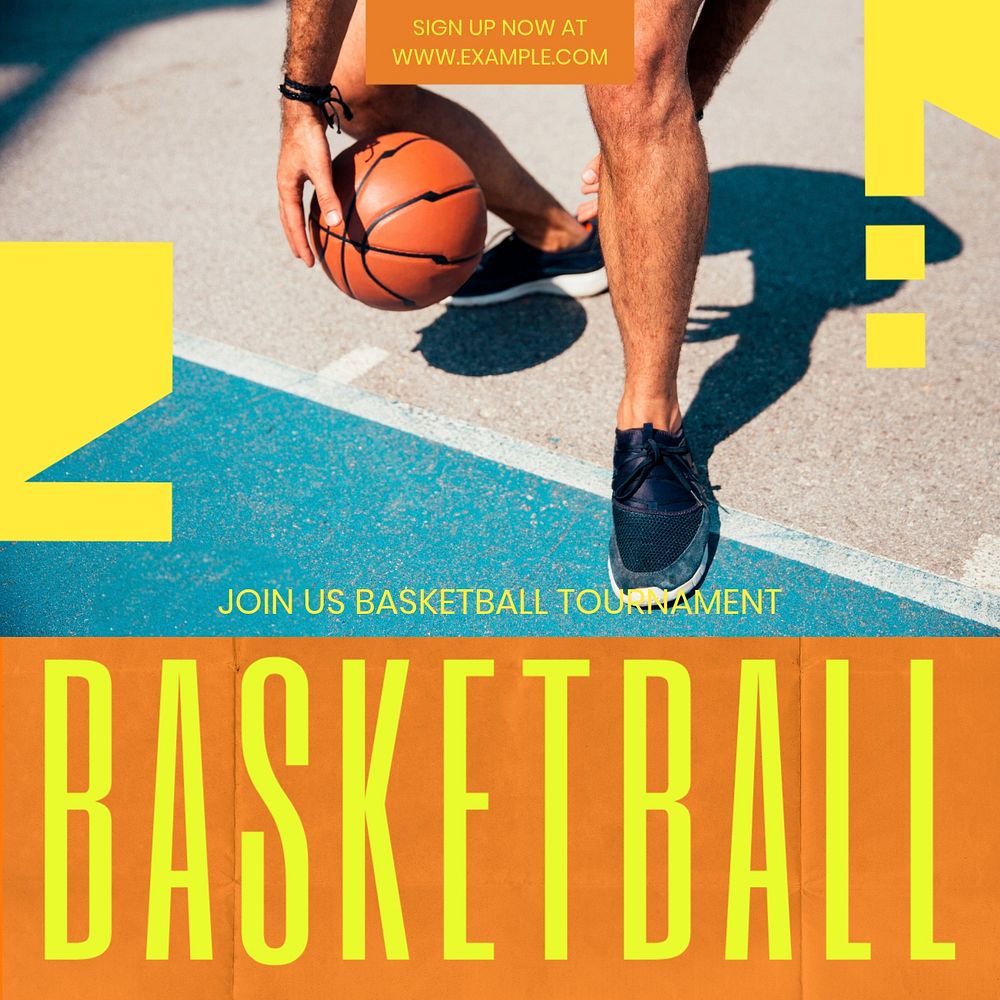 Basketball tournament Instagram post template, editable design