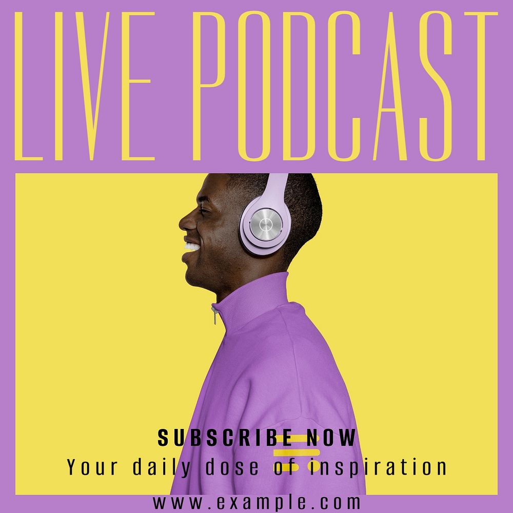 Live podcast Instagram post template, editable design