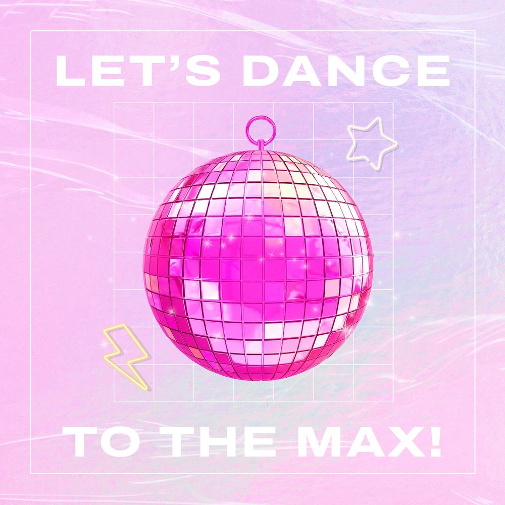 Pink disco Instagram post template, pastel retro design