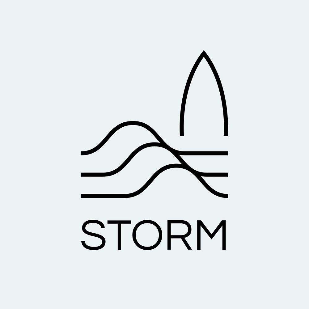 Surfing sports logo template, minimal business branding, editable design