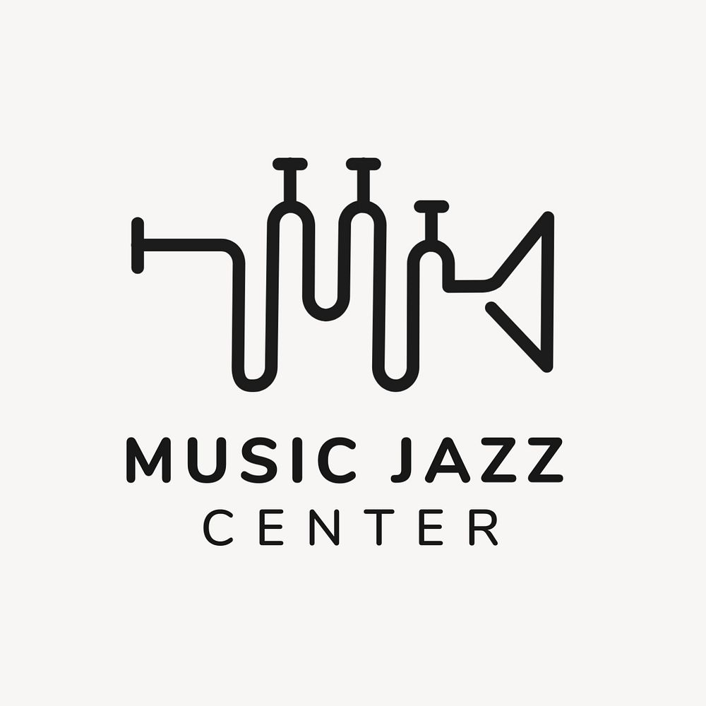 Jazz bar logo template, line art, editable design