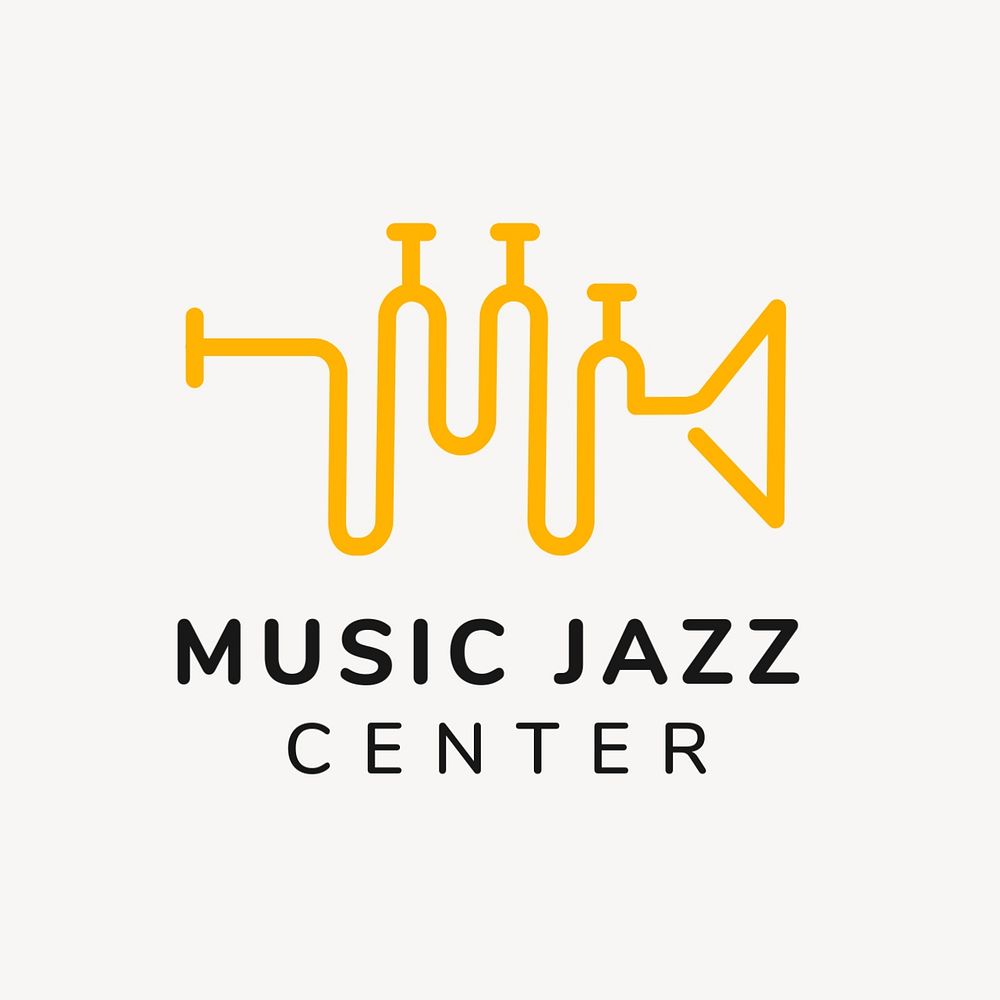 Jazz bar logo template, line art, editable design