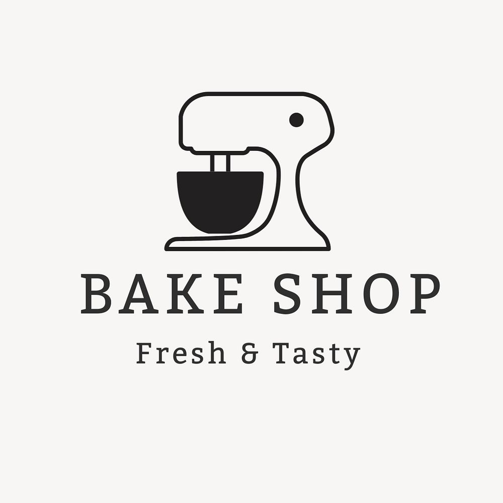 Bakery shop logo template, cute illustration, editable design