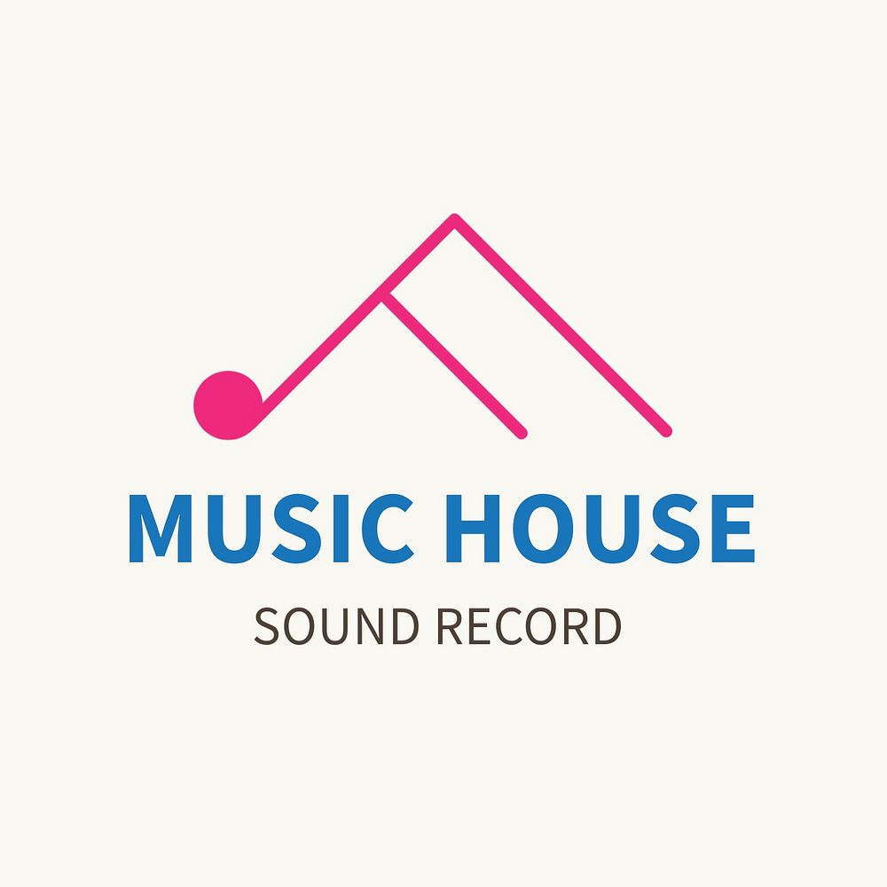 Record studio logo template, line art, editable design