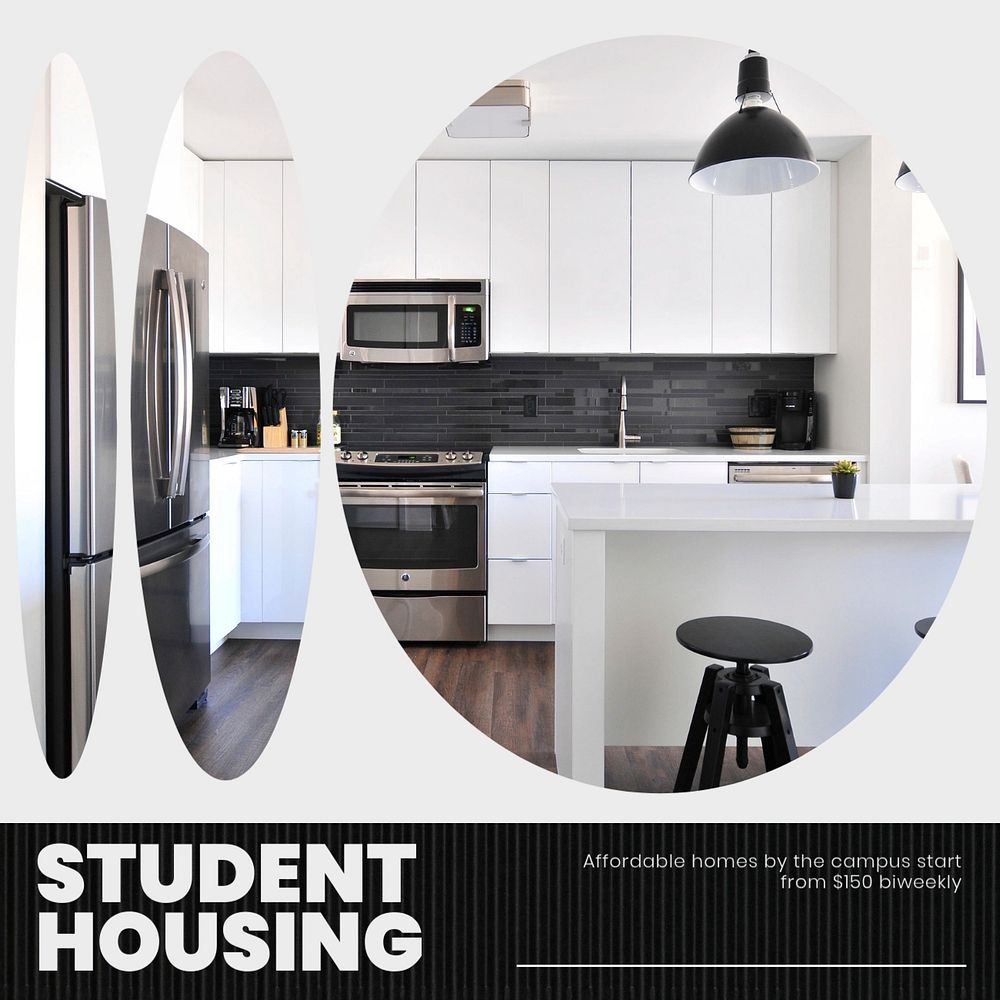 Student housing Instagram post template, editable design