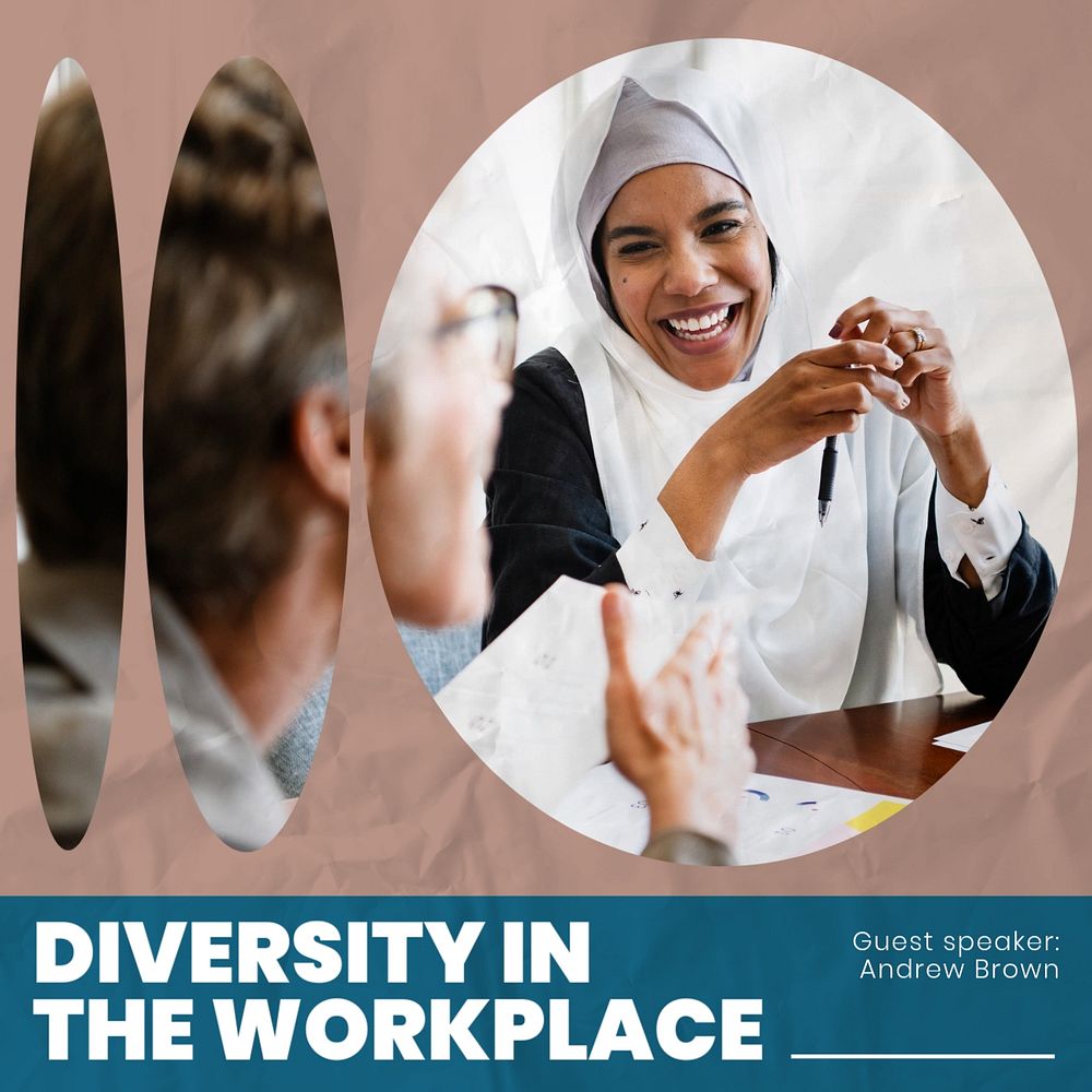 Diversity in workplace Instagram post template, editable design